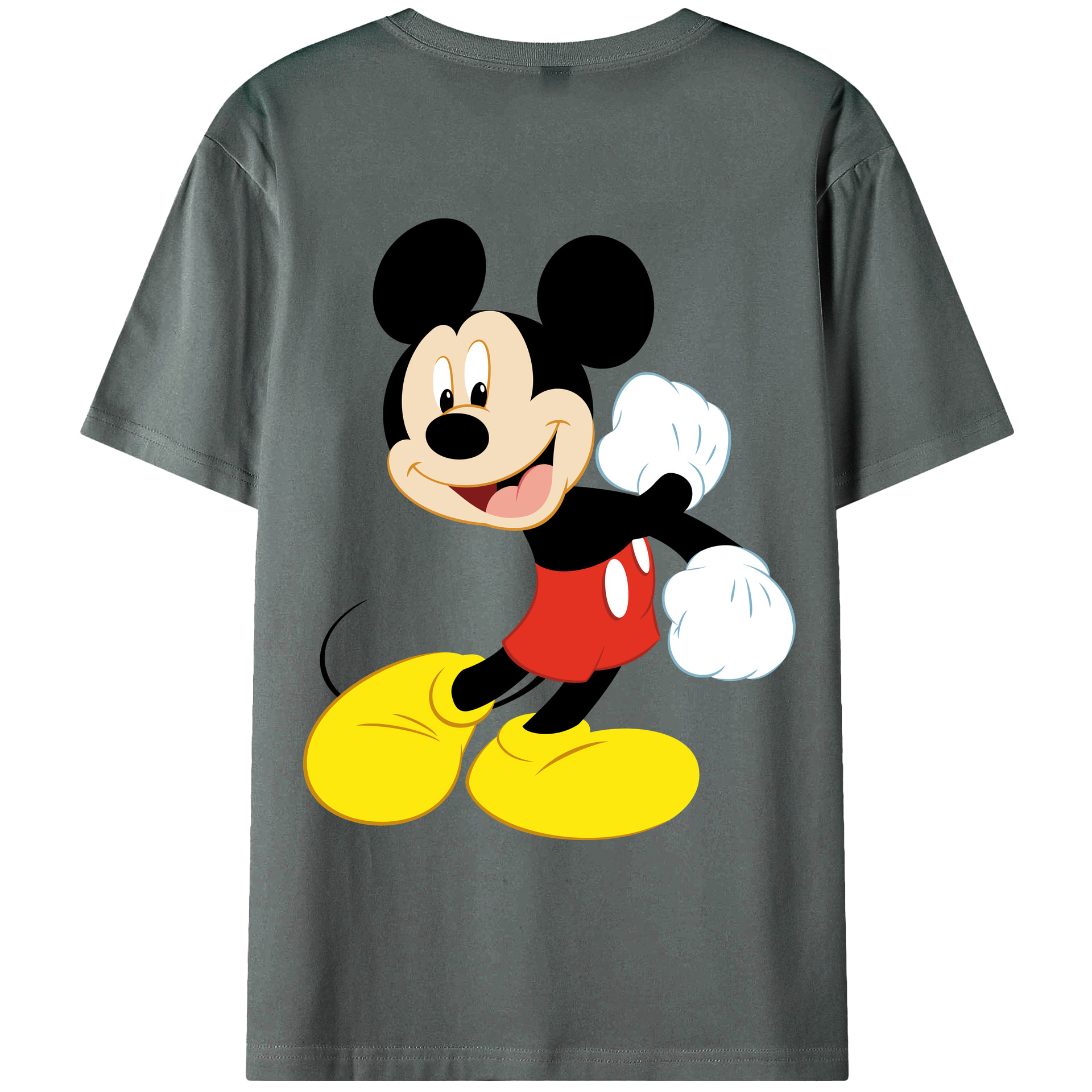 ミッキーマウス Mickey Mouse 綿100％ メンズ半袖Tシャツ（バックプリント） 通気性
